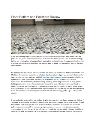 floor buffers and polishers review