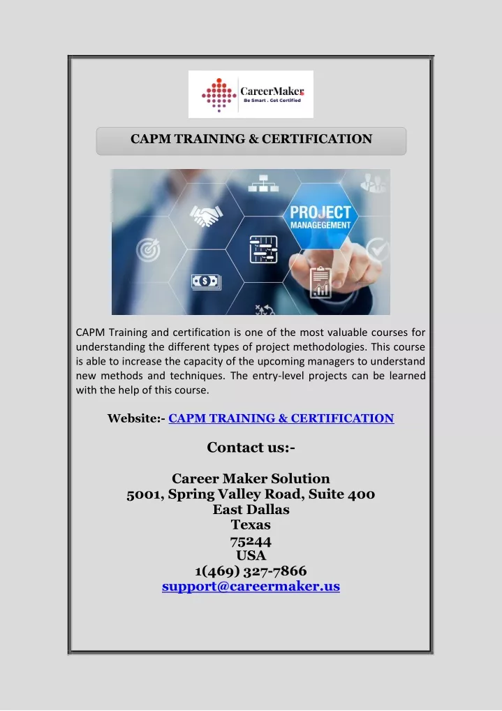 capm training certification