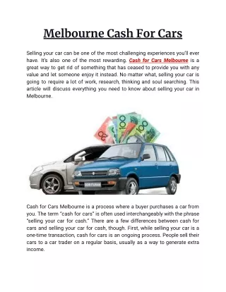 Melbourne Cash For Cars