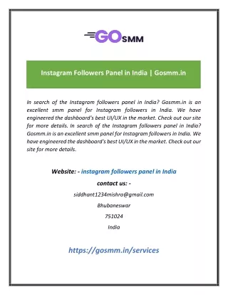 instagram followers panel in india gosmm in