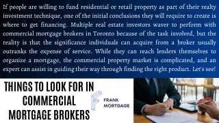 Things To Look For In Commercial Mortgage Brokers