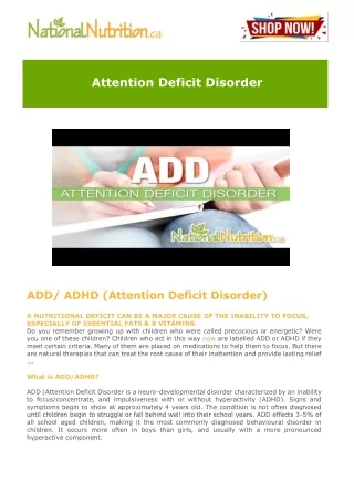 attention deficit disorder