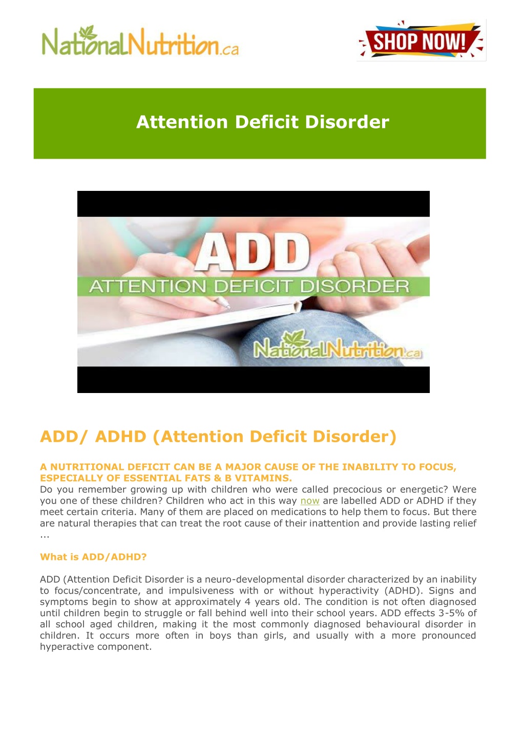 PPT - ADHD - Attention Deficit Disorder PowerPoint Presentation, free ...
