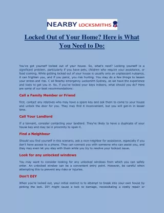 locked out of your home here is what you need