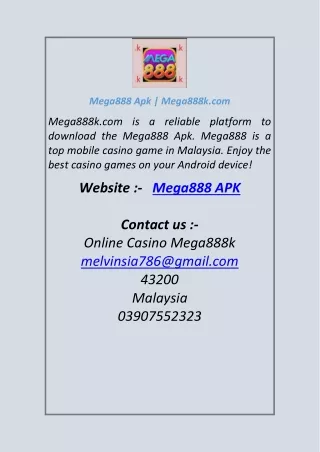 Mega888 Apk Mega888k.com