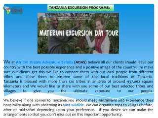 tanzania excursion programs