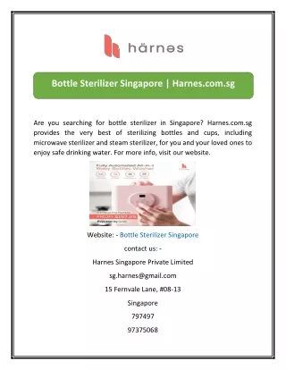 Bottle Sterilizer Singapore  Harnescom.sg