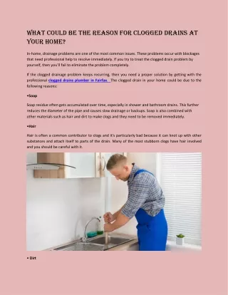What Could Be The Reason For Clogged Drains At Your Home?