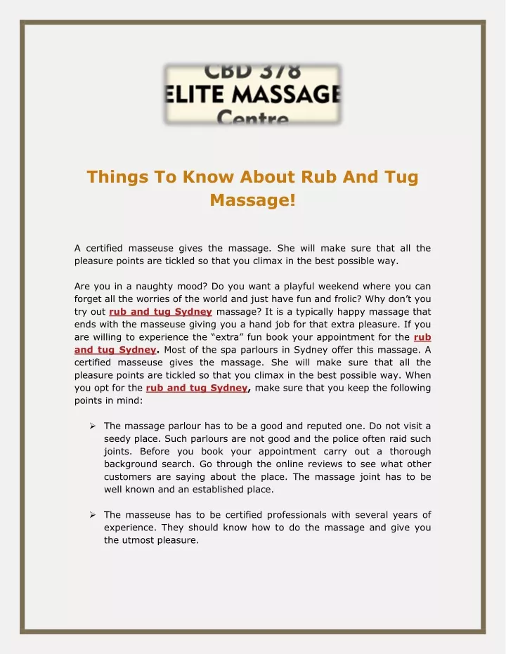 things to know about rub and tug massage