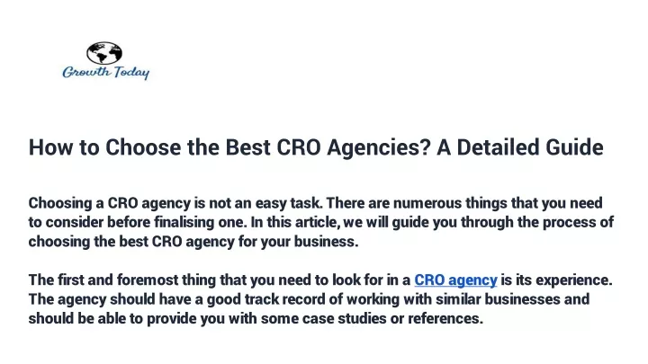 how to choose the best cro agencies a detailed guide
