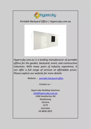 Portable Backyard Office Hypercuby.com.au