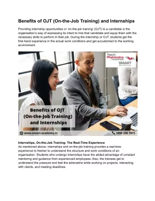 benefits of ojt on the job training