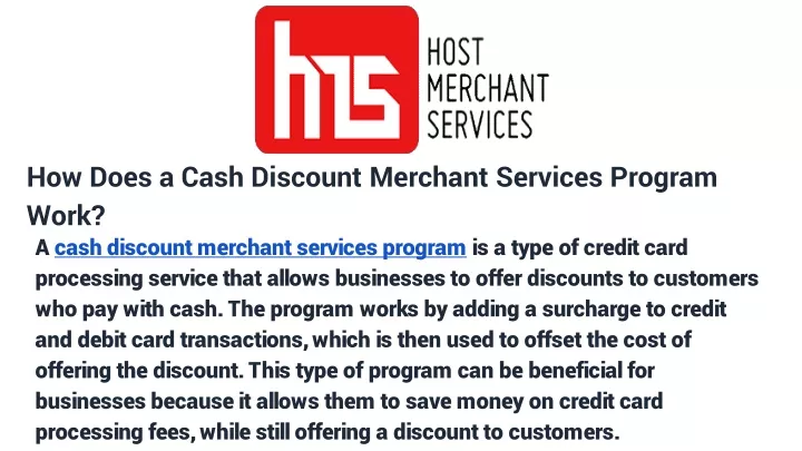 how does a cash discount merchant services program work