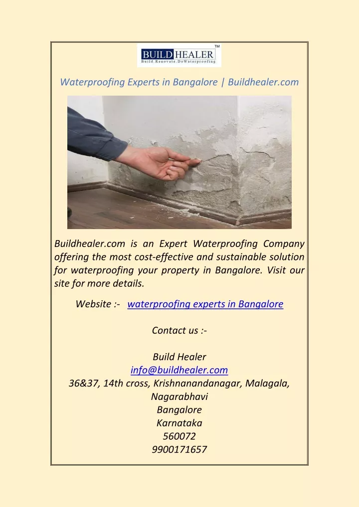 waterproofing experts in bangalore buildhealer com