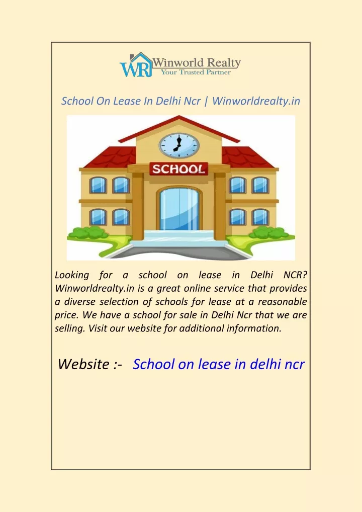 school on lease in delhi ncr winworldrealty in