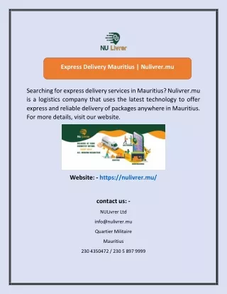 Express Delivery MauritiusNulivrermu