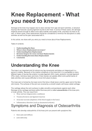 Knee Replacement - What you need to know - Orthohandpartners