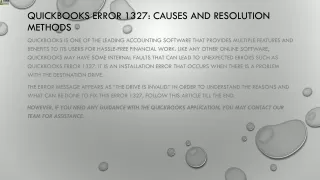 quickbooks error 1327 causes and resolution methods