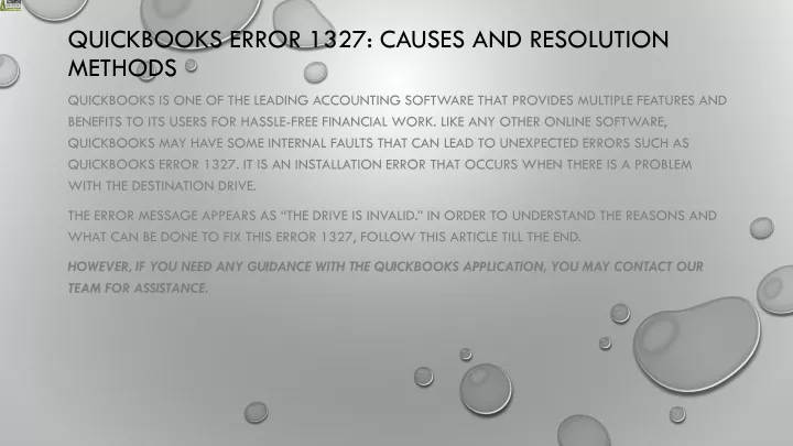 quickbooks error 1327 causes and resolution methods