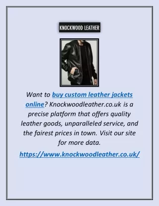 Buy Custom Leather Jackets Online | Knockwoodleather.co.uk