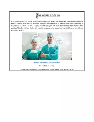 weight loss surgery can be the best option