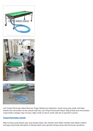 jual tempat pemandian mayat bermutu tinggi