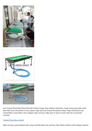 jual tempat pemandian mayat memiliki kualitas