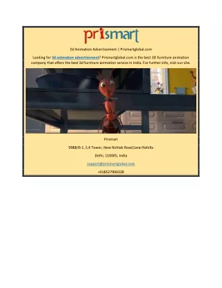 3d Animation Advertisement | Prismartglobal.com