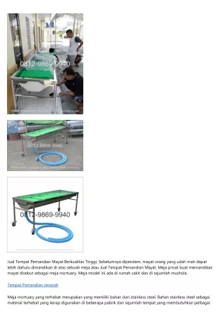 jual tempat pemandian mayat berkualitas tinggi