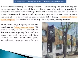 Checklist For Best Commercial Stucco Repair Services - Diamond Edge Stucco