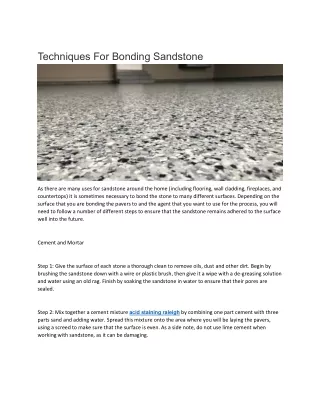 techniques for bonding sandstone