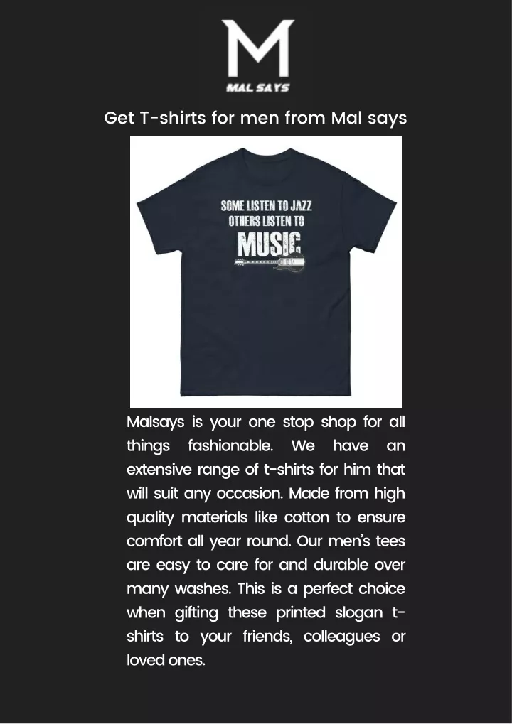 get t shirts for men from mal says