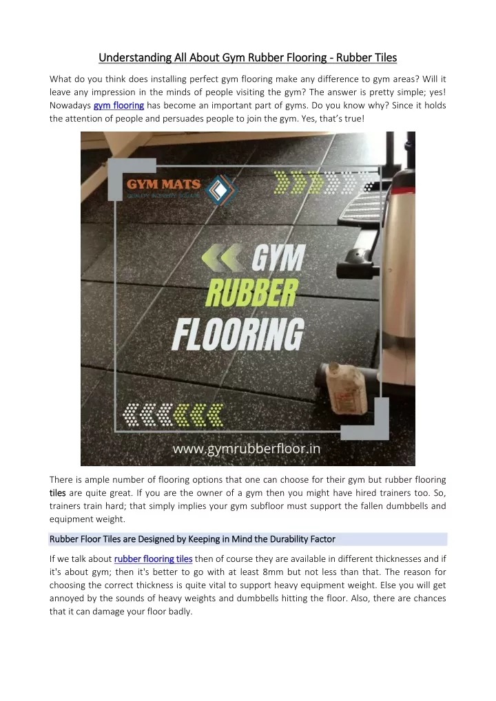 understanding all about gym rubber flooring