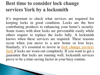 Importance of Lock change services York
