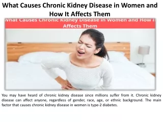 what causes chronic kidney disease in women