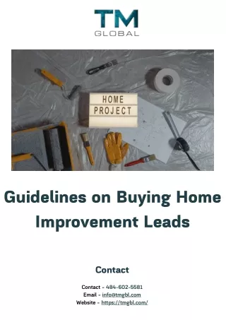 Guidelines on Buying Home Improvement Leads