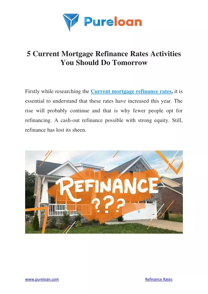 5 current mortgage refinance rates activities
