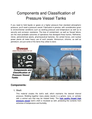 components and classification of pressure vessel