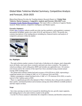 global male toiletries market summary competitive