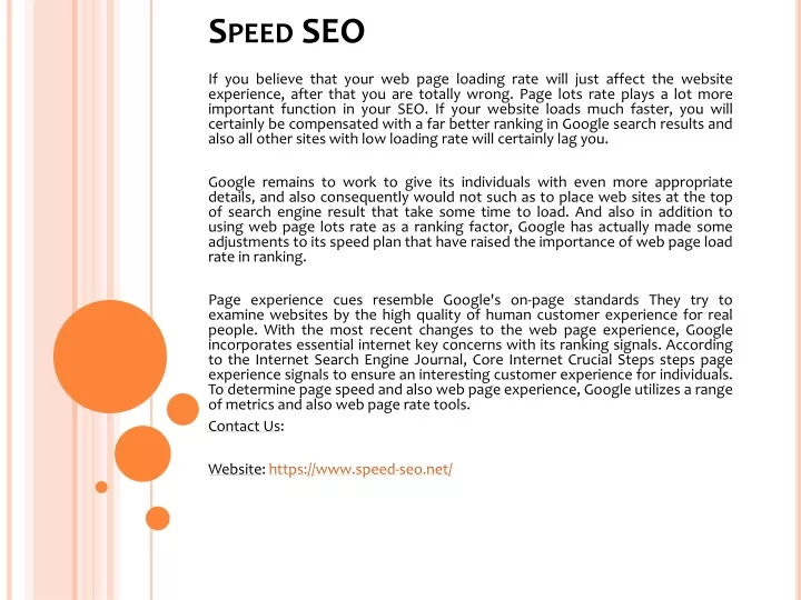 speed seo