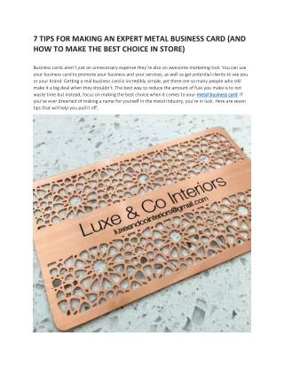 7 tips for making an expert metal business card