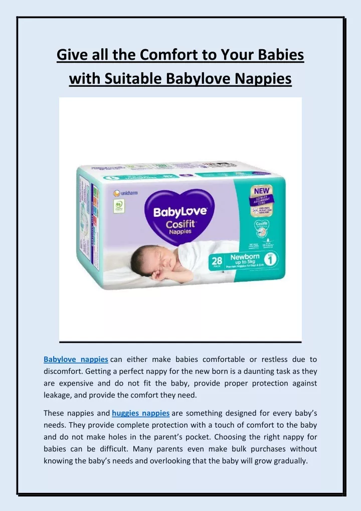 give all the comfort to your babies with suitable