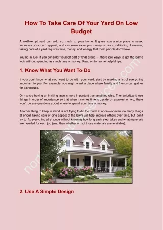 how to take care of your yard on low budget
