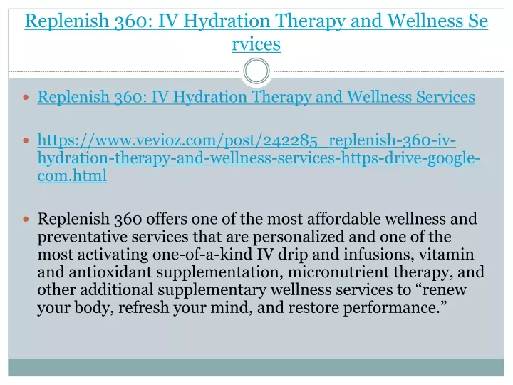replenish 360 iv hydration therapy and wellness services