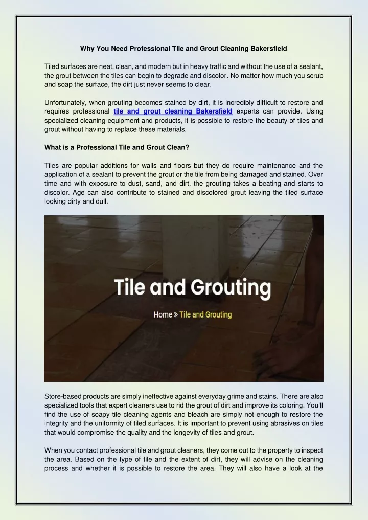 why you need professional tile and grout cleaning