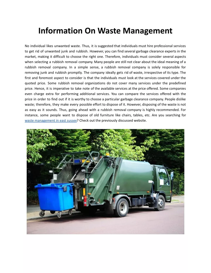 information on waste management