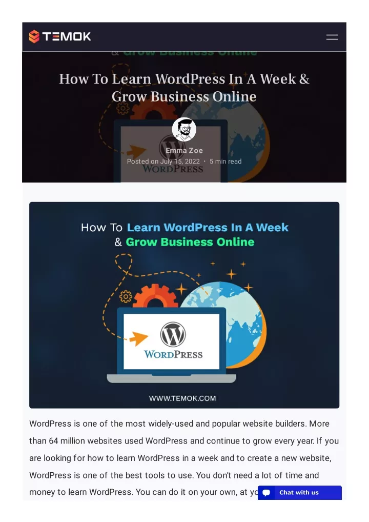 how to learn wordpress in a week grow business