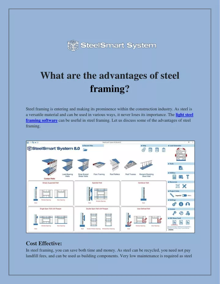 what are the advantages of steel framing