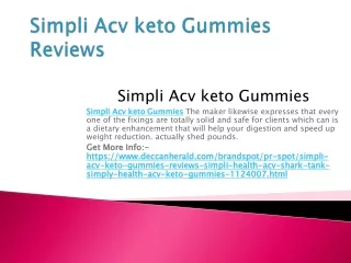 Simpli ACV Keto Gummies Reviews