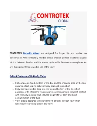controtek butterfly valves are designed